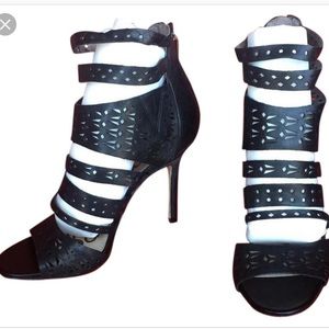 Sam Edelman strapped laser cut black sandals